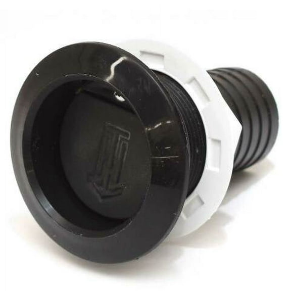 Boat Thru Hull With Flapper | 1 1/2 Inch Barbed Black White Plastic