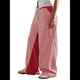 thumbnail image 2 of Pantalones de Rayas de Tiro Bajo para Mujer, Estilo Bohemio, con Cordón Ajustable y Pernera . Rojo M, 2 of 10