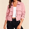 thumbnail image 4 of IUYRTFE Women's Collared Button Down Utility Jacket with Flap Pockets Lightweight Long Sleeve Casual Outdoor Coat, 4 of 9