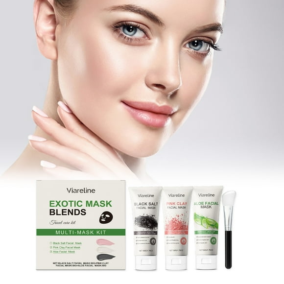 Up to 70% Off! Gspmoly Facial Mask for Glowing Skin, Facial Mask 4 Piece Set Mini Size Travel Friendly Face Masks Clearing and Hydrating for All Skin Types Mask Brush Hydrating Facial Mask