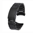 thumbnail image 1 of 22mm Stainless Steel Solid Links Bracelet Watch Band Strap Curved End with 4pcs Watch Spring Bars (Black), 1 of 3