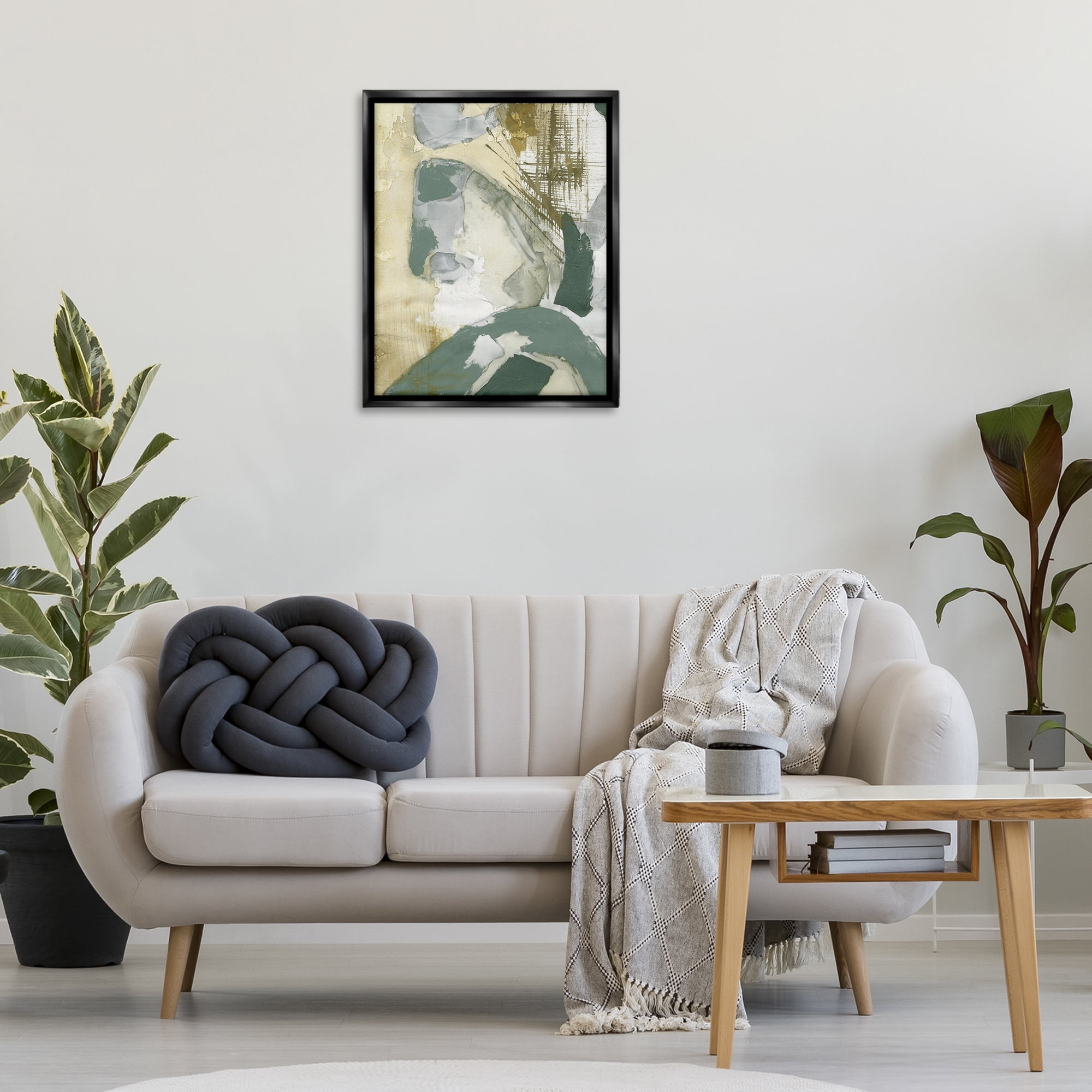 Stupell Industries Dynamic Chaotic Abstract Abstract Painting Black Floater Framed Canvas Art Print Wall Art, 25 x 31