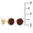 thumbnail image 5 of Gem Stone King 2.00 Cttw Red Garnet 18K Yellow Gold Plated Silver Silver 4-Prong Stud Earrings for Women | Gemstone Birthstone | Round 6MM, 5 of 5