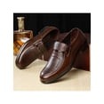 thumbnail image 6 of UKAP Mens Comfort Anti-slip Leather Shoe Business Glossy Slip On Dress Shoes Work Breathable Flats Brown 8.5, 6 of 6