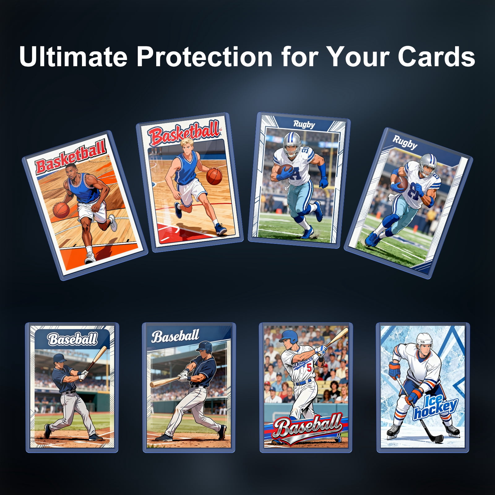 Mlikero 200 Card Sleeves Top Loaders for Cards, 3"X4" Toploaders for Cards, Premium Baseball Card Protectors Hard Plastic for Sports and Game Cards (100 Top Loaders + 100 Clear Sleeves)