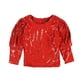 thumbnail image 1 of I-N-C Womens Sequin Pullover Blouse darkred XS, 1 of 2
