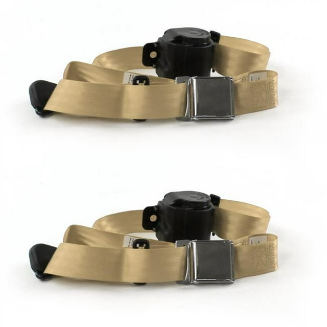 Kit de Ceinture de Sécurité Baquet Rétractable Tan 3 Points avec 2 Ceintures pour Camion à Chevy 1947-1954