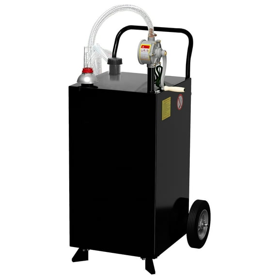 Gas Caddy, Diesel Storage Tank with 2 Wheels & 9.8ft Hose, Gasoline Can Container for ATV, Car, Mowers, Boat