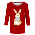 thumbnail image 4 of ZVAVZ Chemises de Pâques pour Femmes, Œufs de Pâques pour Femmes, T-Shirts à Col Rond Imprimés, Blouse à Manches 3/4 Imprimée, Vêtements de Printemps, Offres du Jour Prime Rouge 2TG, 4 of 5