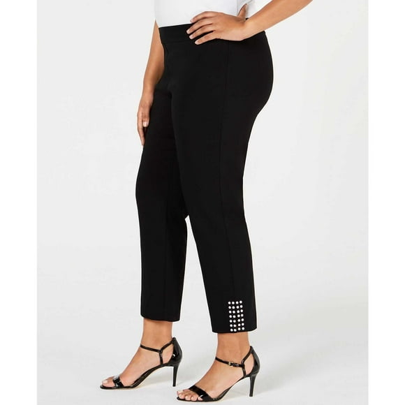JM Collection Plus Size Pull-On Stud-Accented Ankle Pants