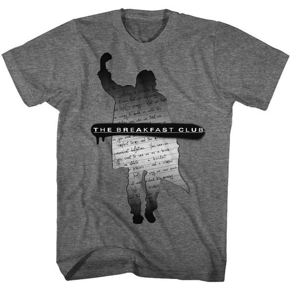 Breakfast Club Silhouette Note Graphite Heather Adult T-Shirt 4Xl