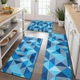 thumbnail image 2 of Blue Geometric Pattern Kitchen Rugs Sets Of 3,Kitchen Runner Rugs Non Skid Washable,Decorative Kitchen Floor Mats for Kitchen,Sink,Laundry,17"x30"+ 17"x47" + 17"x59", 2 of 6