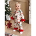 thumbnail image 5 of Cjfdfy Newborn Baby Girl Christmas Satin Pajamas Romper Santa Claus Printed Long Sleeve Furry Trim Jumpsuit Infant Cute Christmas Holiday Fall Winter Sleepwear 0-18 Months, 5 of 9