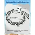 thumbnail image 4 of PROSTEEL 3 Pcs Stainless Steel Summer Anklet for Women Black Paperclip Charm Bracelet Beach Jewelry Birthday Gift 8.5 Inch Chain, 4 of 7