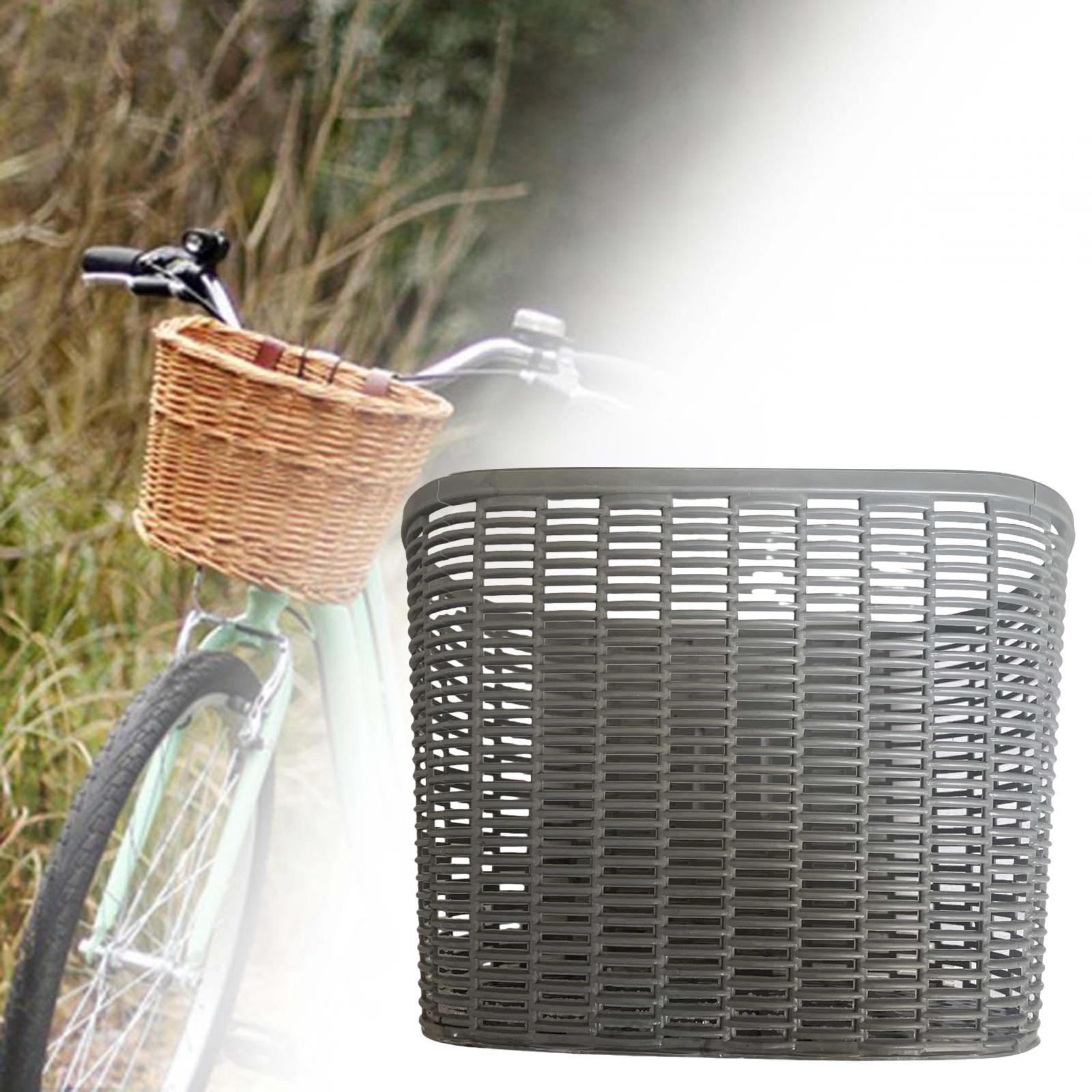 DimyFew Basket Front Detachable Bike Accessories Retro Style Imitation Rattan Most Adult grey