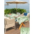 thumbnail image 4 of Outdoor Tablecloth with Umbrella Hole and Zipper, Spring Plants Rectangle Table Cloth 60x120 Inch Waterproof Tablecloth, Watercolor Birds Leaves Flowers Green Plaid Picnic Table Cover for Patio, 4 of 7