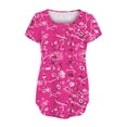thumbnail image 5 of Fesfesfes Womans Shirts Women Fashion Casual Printing Shirts Short Sleeve Loose Tee Tops V Neck Blouse Womens Spring Tops L(US:8), 5 of 5
