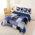 thumbnail image 2 of Homewish Vintage Navy Checkered Full Size Comforter Sets,Abstract Artwork Bedding Comforter Set,Navy Blue Reversible,3 Pieces,1 Comforter and 2 Pillowcases, 2 of 7