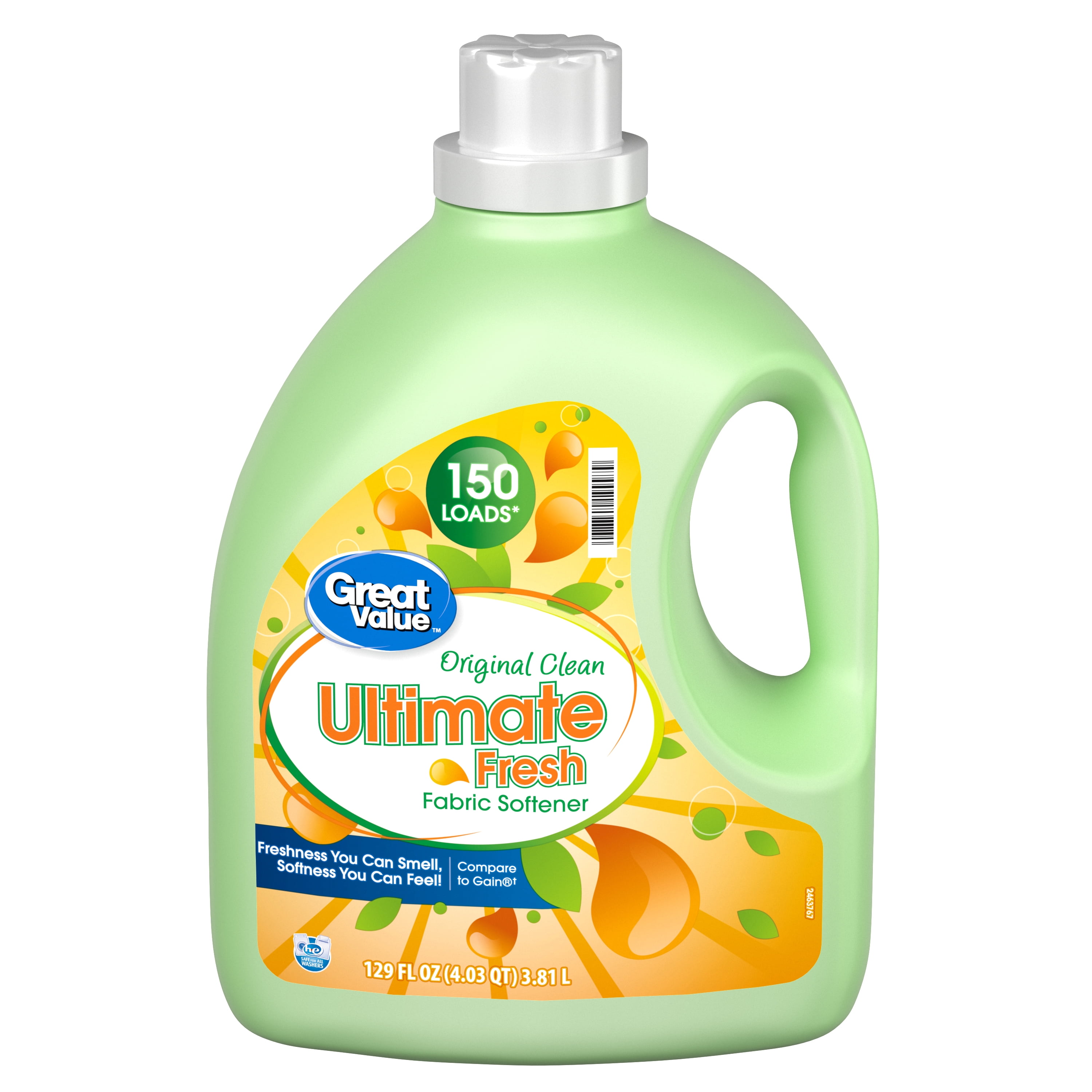 Great Value Ultimate Fresh Original Clean Fabric Softener, 150 loads, 129 fl oz