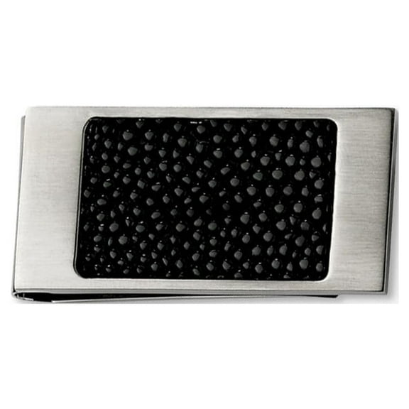 Stainless Steel Brushed Engravable Black Stingray Money Clip Measures 45x23mm Wide Jewelry for Men