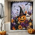 thumbnail image 2 of Shower Curtains for Bathroom-36"x72",Halloween Scary Pumpkin Flower Waterproof Bath Curtain Grommet Shower Curtain Set with Hooks, 2 of 9