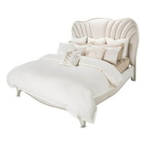 Michael Amini London Place Eastern King Velvet Panel Bed - Creamy Pearl