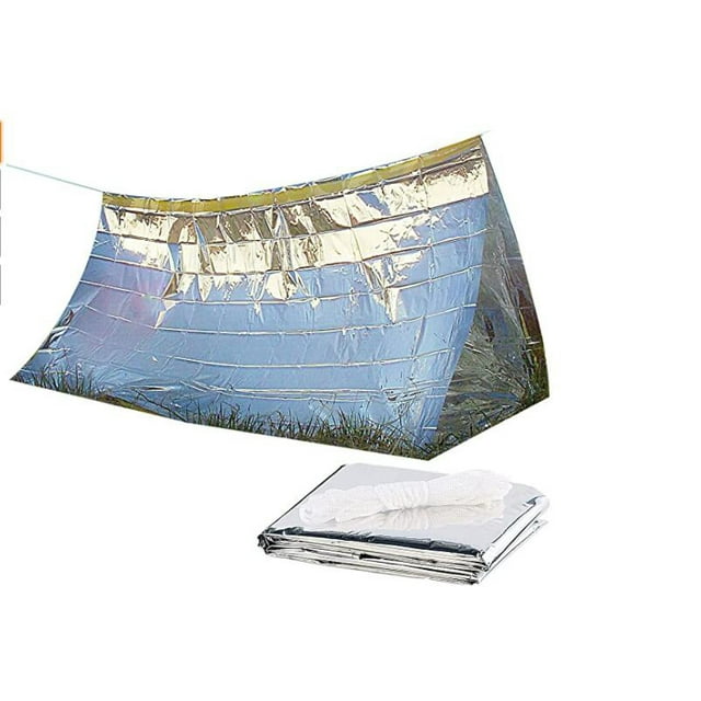 Survival Tent with Tube Tent Design, High Visibility for Rescue, Reusable Mylar Thermal Material, Compact Portable for Backpacking