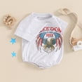 thumbnail image 3 of Okbabeha Newborn Romper Baby Boy Girl Infant Bubble Romper Baby 4th Of July Outfit Letter Eagle Print Short Sleeve Bodysuit, 3 of 8