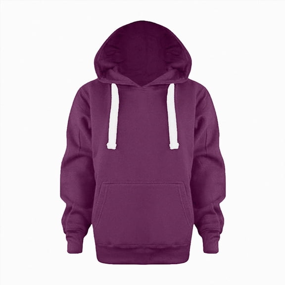 newwalpole Boys Girls Solid Soft Hooded Sweatshirt Classic Oversized Hoodies Loose Pullover Sweatshirts with Pocket for Kids(Purple,13-14 Years)