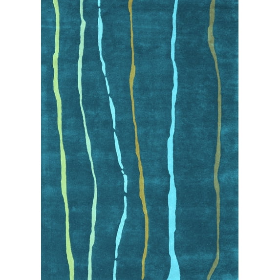 Ahgly Company Indoor Rectangle Abstract Light Blue Contemporary Area Rugs, 3' x 5'
