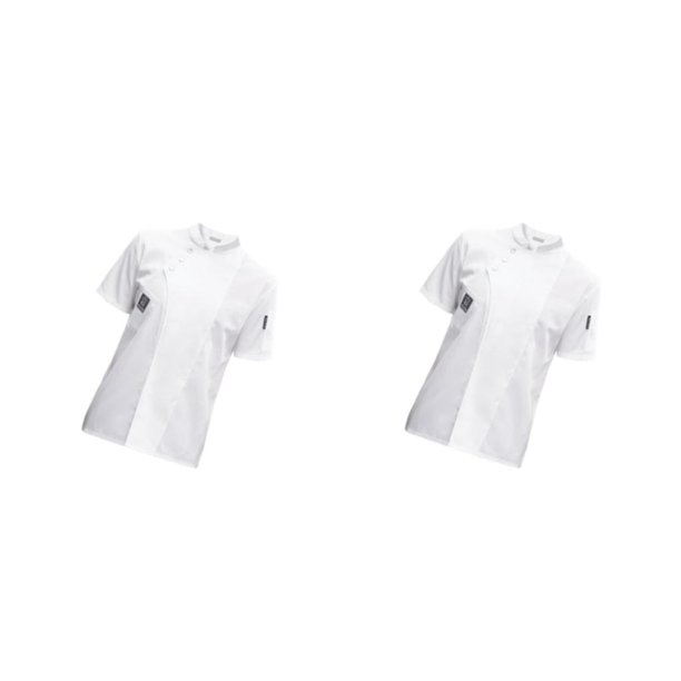 Minnieouse Chaqueta de chef elegante uniforme de cocina de manga corta para restaurante blanco XL Blanco SG 2Conjunto