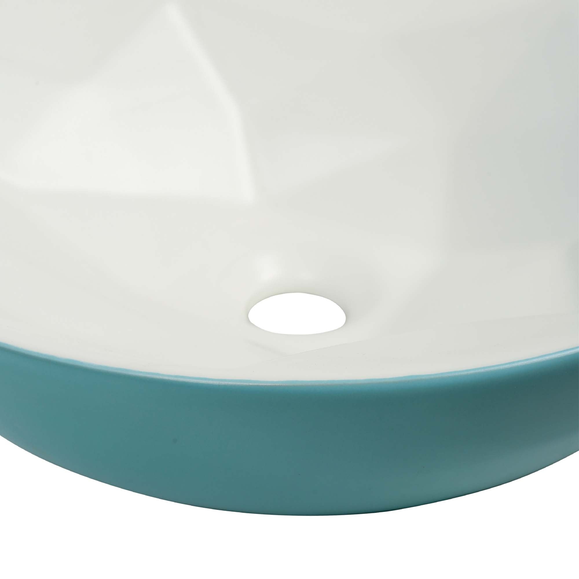 16" Round Ceramic Vessel Bathroom Sink – Modern Textured Interior Bowl Design in Mist Blue