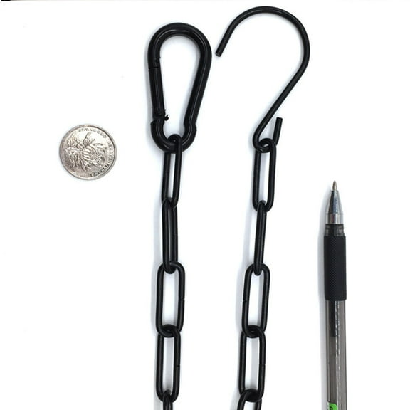 HOMEMAXS Black Metal Hanging Chain with S Hook and Carabiner for Planters Bird Feeders 50cm