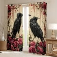 thumbnail image 2 of Manfei 3D Black Crow Blackout Curtains Set of 2 (52x84 Each), Vintage Western Rose Floral Window Curtains, Teens Kids Adult Curtains and Drapes, Window Curtains Room Decor, 2 of 6