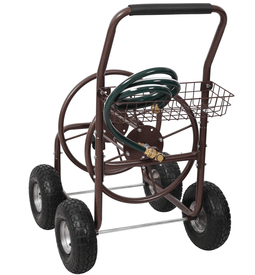 Metal Hose Reel Cart Heavy Duty 250 Ft Capacity with Wheels