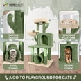 thumbnail image 4 of CAPHAUS Cactus Cat Tower for Indoor Cats, Cute 40-Inch Small Cactus Cat Tree Widened Perch for Large Cats & Kittens, Multi-Level Cat Activity Tree w/ Scratching Post, Tunnel, Basket, Cat Cave Condo, 4 of 8