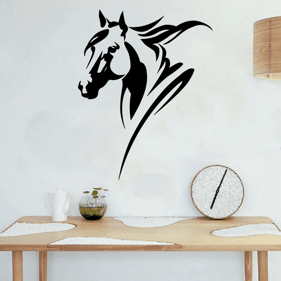 Beautiful Stallion Mare Horse Portrait Silhouette Cute Pony Vinyl Wall Art Sticker Wall Decal Home Kids Room Farm House Room Girls Boys Room Wall Décoration Design Wall Décor Decal Size (20x18 inch)