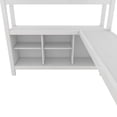 thumbnail image 6 of Full Size Loft Bed Frame with L-shaped Desk and Wardrobe, Metal Loft Beds with Storage Cubes and Shelves, Heavy Duty Bedframe with Bookcase Headboard for Bedroom Guestroom, Off White Color, 6 of 8