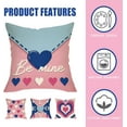 thumbnail image 3 of Valentines Day Love Decorative Throw Pillow Covers 16 x 16 Set of 4, Pink Blue Hearts Letter Arrow Be Mine Porch Outdoor Pillowcase, Anniversary Wedding Sofa Couch Cushion Case Home Decor, 3 of 5