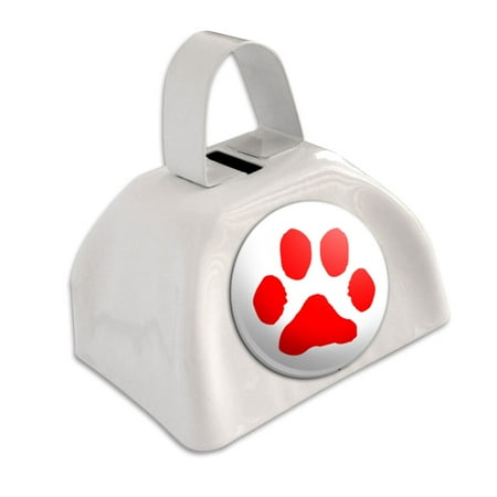 Paw Print - Red White Cowbell Cow Bell