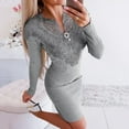 thumbnail image 2 of Winter Savings Clearance! Lindreshi Fall Dresses for Women 2023 Homecoming Dresses Women Sexy V-Neck Lace Patchwork Hollow Out Long Sleeve Sheath Slim Mini Dress, 2 of 7