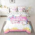 thumbnail image 2 of Manfei Gamer Girl 7-Piece Twin Bedding Sets,Gameing Game Gamepad Bedding Comforter Set,Pink White Blue Sheet Sets For Kids Teens,Super Cozy Bedroom Decoration Reversible, 2 of 8