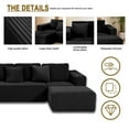 thumbnail image 5 of 132.58" Boneless Couch, Black Modern Sectional Couch for Living Room, Modular U-Shaped 4-Seater Chaise Lounge with Reversible Design, Striped Corduroy Fabric, Freely Configurable Layout, 5 of 8