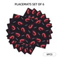 thumbnail image 2 of Placemats Set Of 4 / 6, Red Shrimp Print Black Placemats For Dining Table Indoor/Outdoors Heat Resistant Washable Placemats 18" X 12", 2 of 8