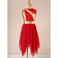 thumbnail image 3 of MSemis Kids Girls Chiffon Worship Praise Dance Dress Tunic Liturgical Lyrical Dance Costume Red 16, 3 of 6