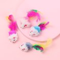 thumbnail image 3 of 2 Inch Colorful Feather Tail Mouse Toys Mini Plush Pet Toy Cute Shape Bright Colors Chew Toys Suitable For Small Medium Cats Dogs, 3 of 7
