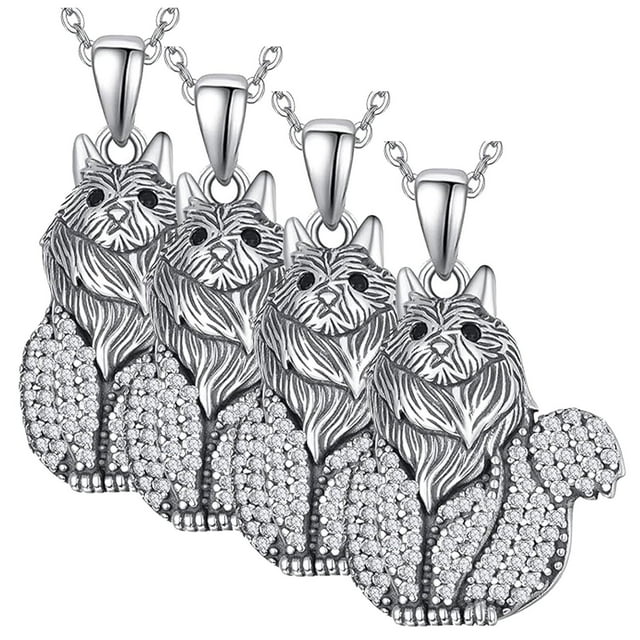 Cadenas con Dijes de Gatitos CatNeck01 4Pzas British Longhair Plata Metal Cadena y Dije.