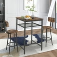 thumbnail image 6 of PAPROOS Square Bar Table Set for 2, 3 Pcs Pub Bistro Table and Stools with Backrest Set, Industrial Counter Height Dining Table and Chairs Set for Kitchen Breakfast Nook Balcony, Brown, 6 of 8