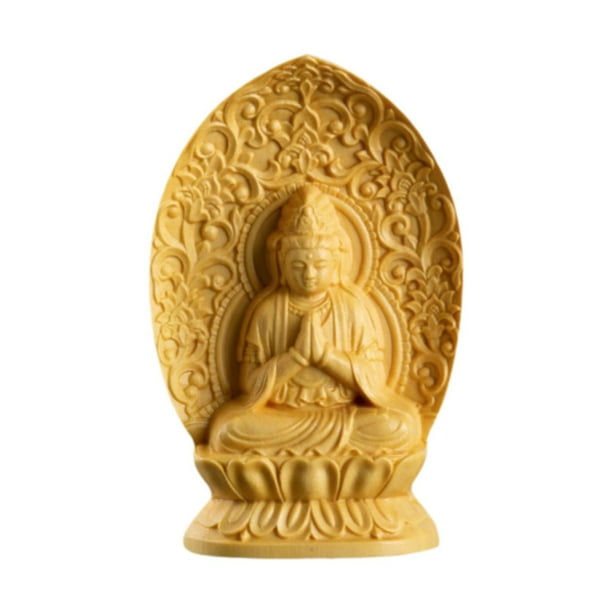 Figura de madera de Bodhisattva Guanyin, decoración de mesa, hecha a mano, 2,7 pulgadas de alto Estilo A