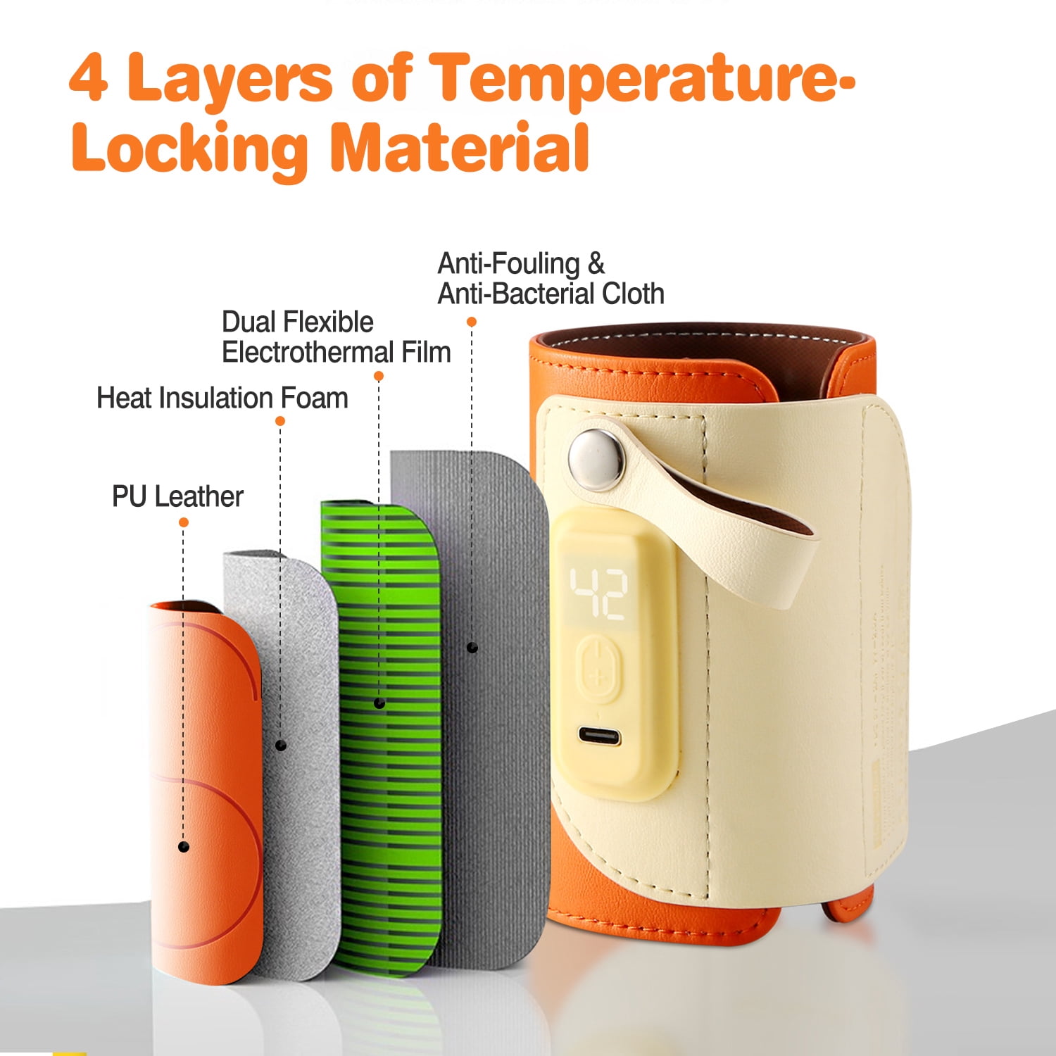 Portable Toddler Milk Warmer 5 Temperature Adjustable TeqHome Handhold Bottle Warmer with Fast Charge Adapter for Outdoor Car Travel